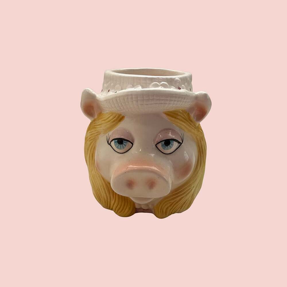 Vintage Sigma The Tastesetter Miss Piggy Muppets Ceramic 3D Face Mug